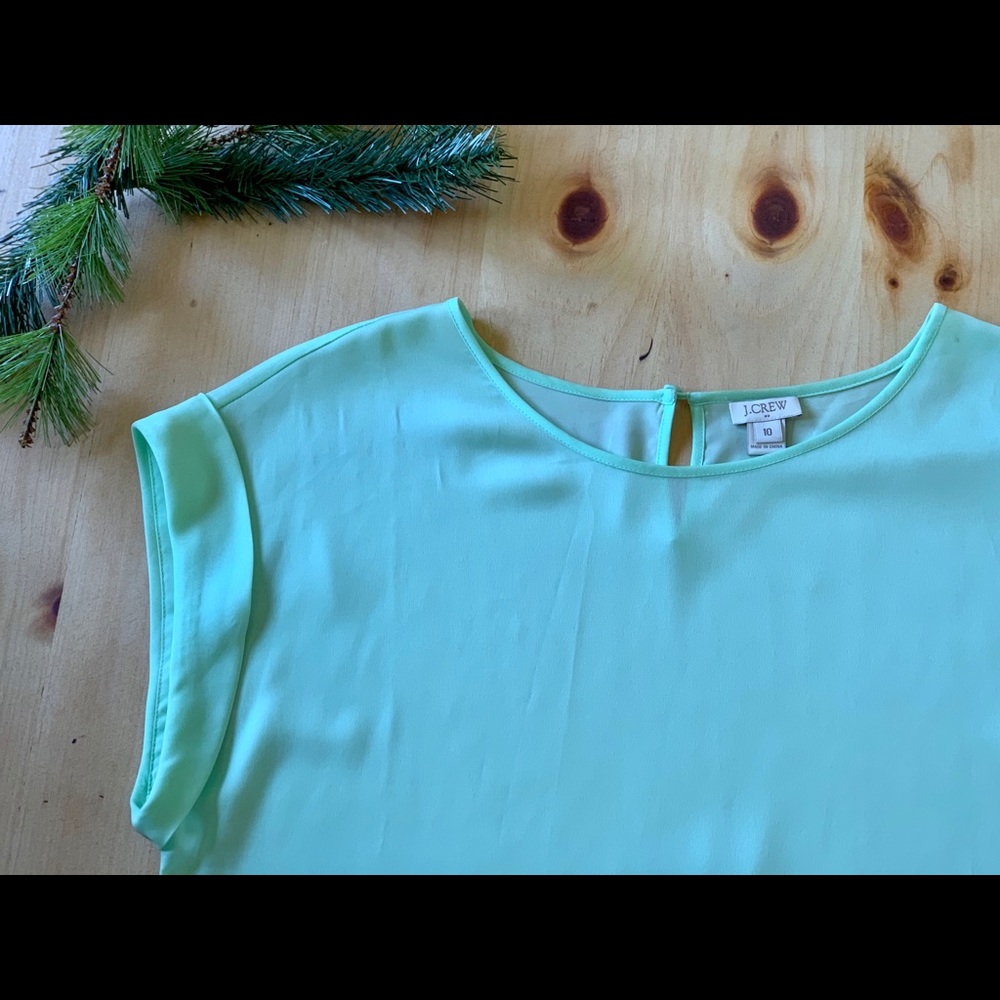 J. Crew Mint Scalloped-Hem Blouse
